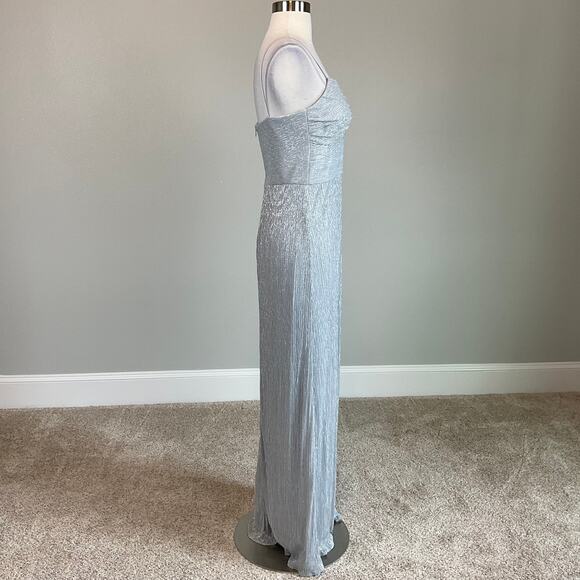 Silver Gray Sleeveless Thigh Slit Evening Gown Size 10 Long Formal Dress by AQUA - Picture 3 of 11